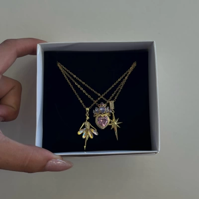 Balerina ve Crown Kolye Kombini | Çelik