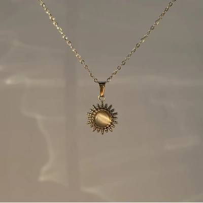 Minimal Vintage Güneş Kolye I Çelik
