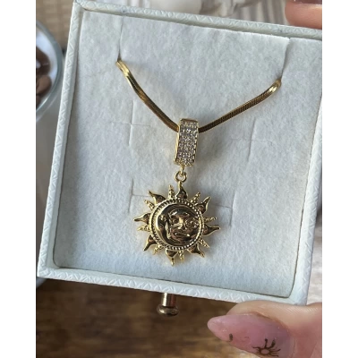 Ajda Charmlı Güneş ve Ay Kolye I Çelik