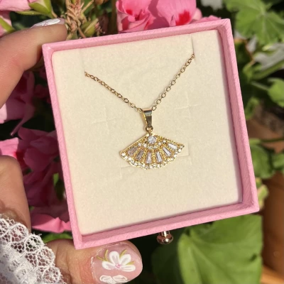 Yelpaze Vintage Kolye I Çelik