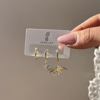 Yelpaze 3lü Küpe Takımı I Xuping