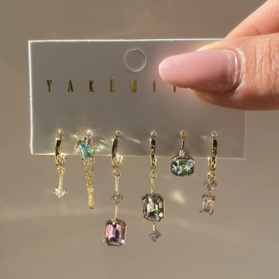 Renkli Taşlı 6LI Küpe Takımı I Xuping