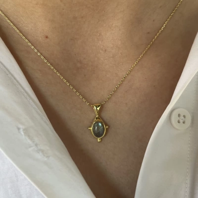 Labradorit Taşlı Vintage Kolye I 925 Gümüş