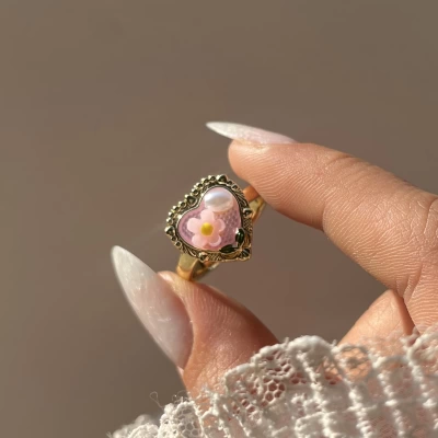 Pembe Kalp Sanat Yüzük