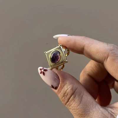 Ametist Taşlı Vintage Yüzük