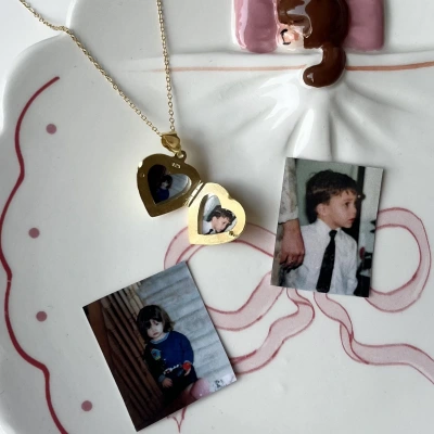 Kalp Şeklinde Fotoğraflı Kolye