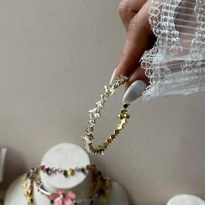 Karo Baget Taşlı Kelepçe Bileklik