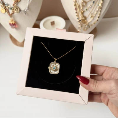 Göz Desenli Fotoğraflı Kolye