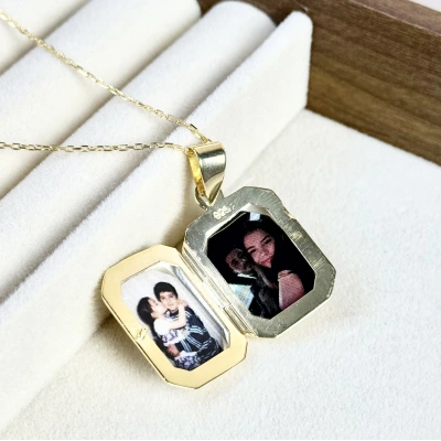 Köşeli Fotoğraflı Kolye