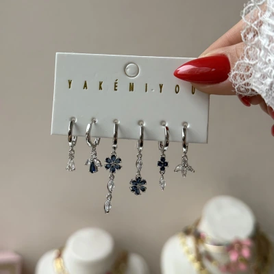 Flower Elegance 6lı Küpe Seti