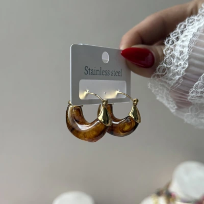 Kahve Işıltısı Küpe