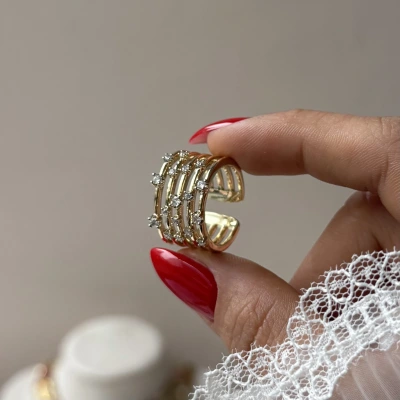 Aura Taşlı Şerit Yüzük