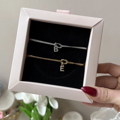 Taşlı Harfli Düğüm Bileklik