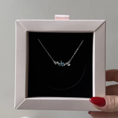 Mavi Taşlı Kelebek Kolye