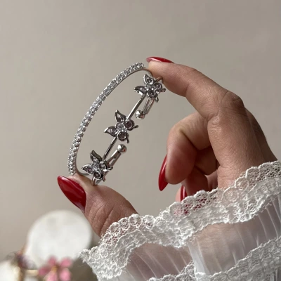 Prenses Pembe Taşlı Kelebek Rüyası Kelepçe Bileklik