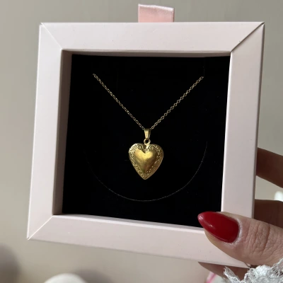 Fotoğraflı Kapaklı Kalp Kolye (1,5cm)