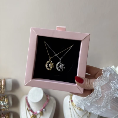 Ay Güneş Taşlı Kolye