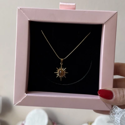 Kahverengi Taşlı Kuzey Yıldızı Kolye