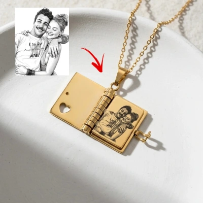 7 Sayfa Çizim Fotoğraflı Kitap Kolye