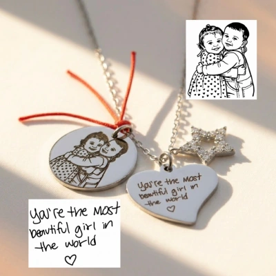 Kendi El Yazın ve Çizgisel Fotoğraflı Kolye