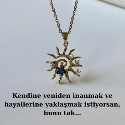 Yıldızlı Spiral Güneş Kolye