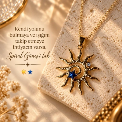 Yıldızlı Spiral Güneş Kolye