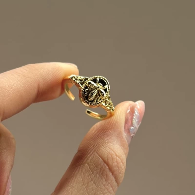 Arı Motifli Vintage Yüzük I 14 Altın Kaplama