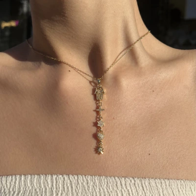 Hamsa Yıldızlı Y Kolye