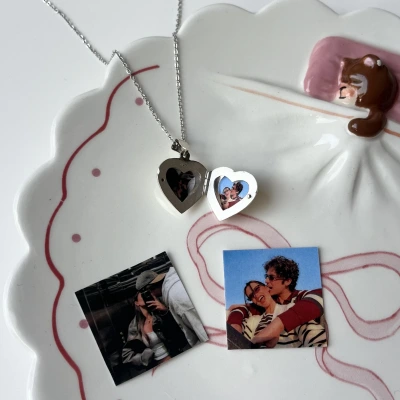Kalp Şeklinde Fotoğraflı Kolye