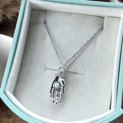 Opal Taşlı Bereket El Kolye I 925 Gümüş