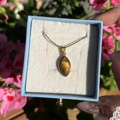 Oval Kaplan Gözü Kolye I Çelik