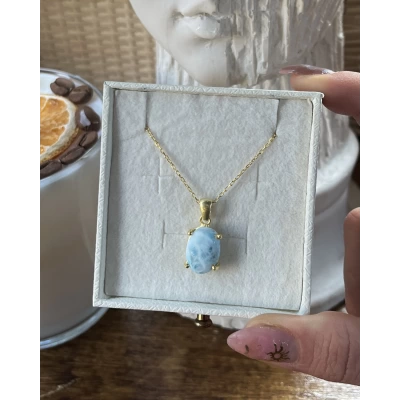 Larimar Taşlı Kolye (Rahatlatıcı Taş) | 925 Gümüş