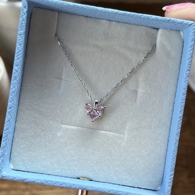 Mini Pembe Kalp Kolye I 925 Gümüş
