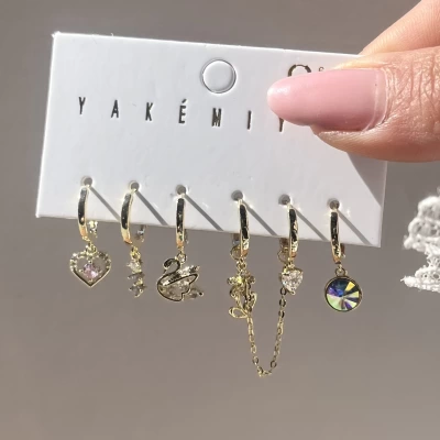 Kalp ve Kuğu Motifli Küpe Takımı I Xuping