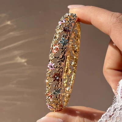 Pastel Küçük Mix Çiçek Desenli Vintage Mineli Bileklik