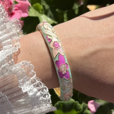 Pastel Kalın Mix Pembe Lotus Mineli Bileklik