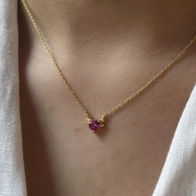 Pembe Kalp Kolye I 925 Gümüş