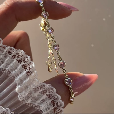 Pembe Kalpli Bileklik I 18K Altın Kaplama