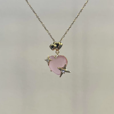 Pembe Love is Love Kolye I Çelik