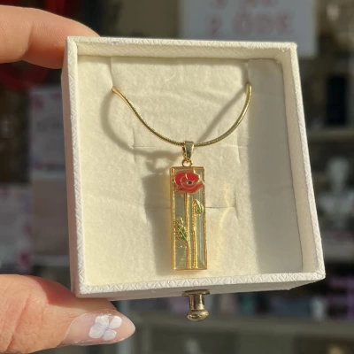 Plaka Zambak Kolye I Çelik