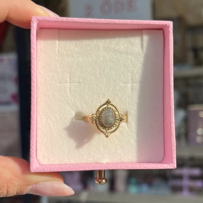 Duman Taşlı Çerçeve Vintage Yüzük