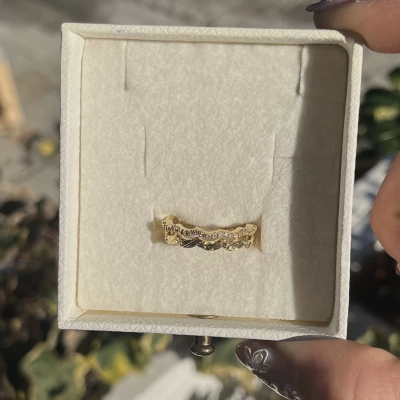 İkili Desenli Vintage Yüzük I 14 Altın Kaplama