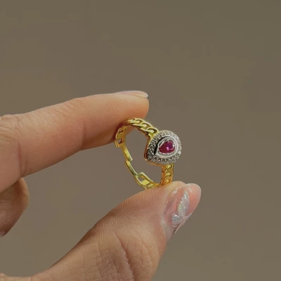Bordo Taşlı Mommy Yüzük I 925 Gümüş