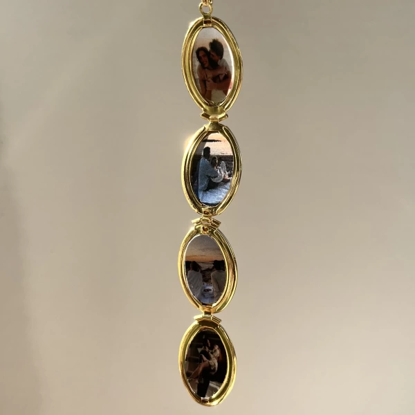 4 Fotoğraflı Oval Kapaklı Kolye | Çelik