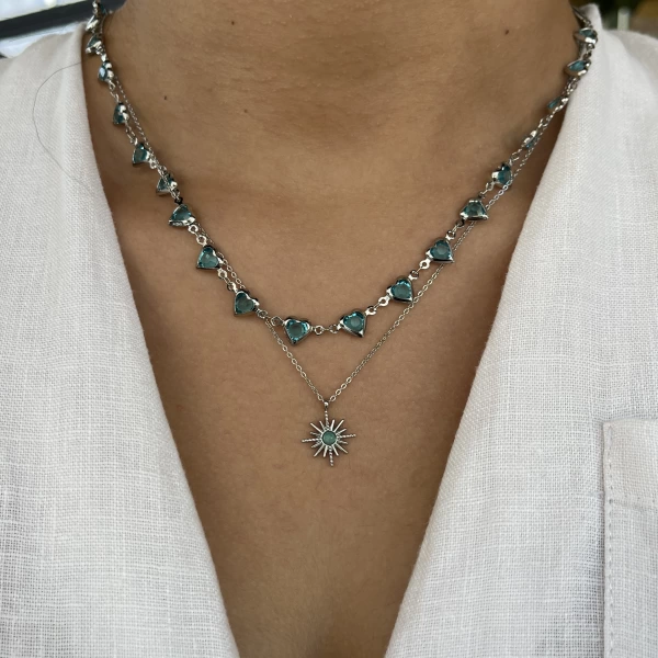 Melany Kalp Choker ve Mini Yıldız Kolye Kombini | Çelik