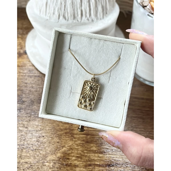 Vintage The Sun Tarot Kolye I Çelik