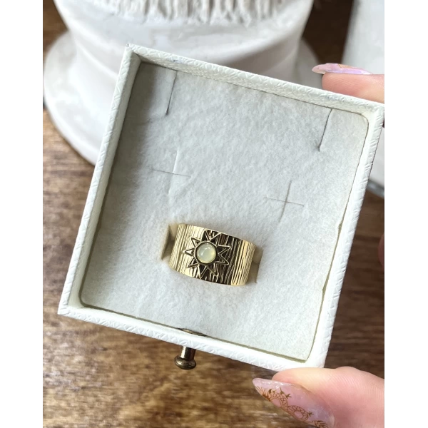 Güneş Motifli Vintage Yüzük I Çelik