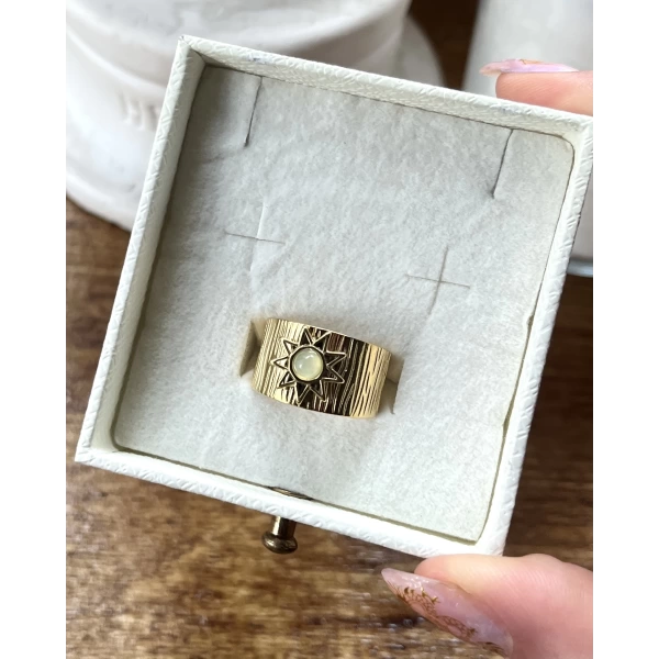 Güneş Motifli Vintage Yüzük I Çelik