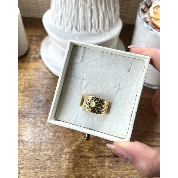 Güneş Motifli Vintage Yüzük I Çelik