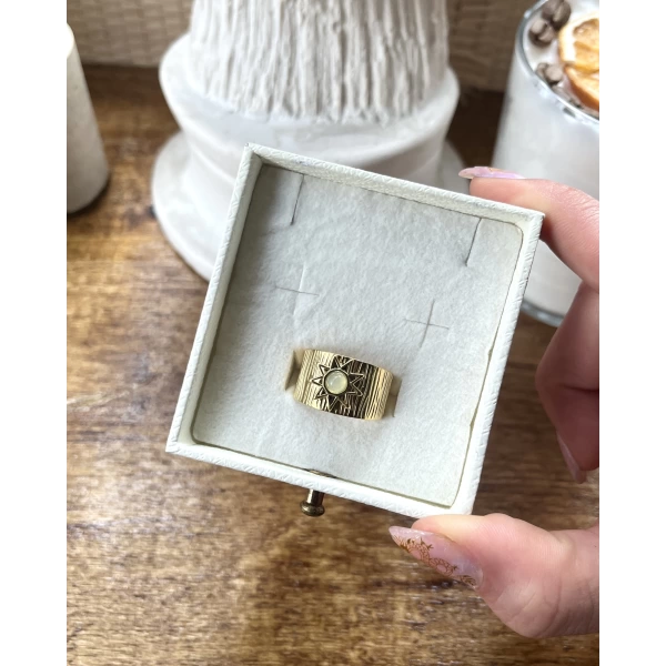 Güneş Motifli Vintage Yüzük I Çelik